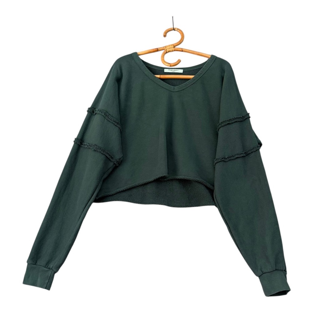 Project Social T |‎ Dark Teal Cropped Sweatshirt Size M